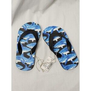 Childrens Place Youth Size 10/11 Sharks Blue/Black Summer Sandals